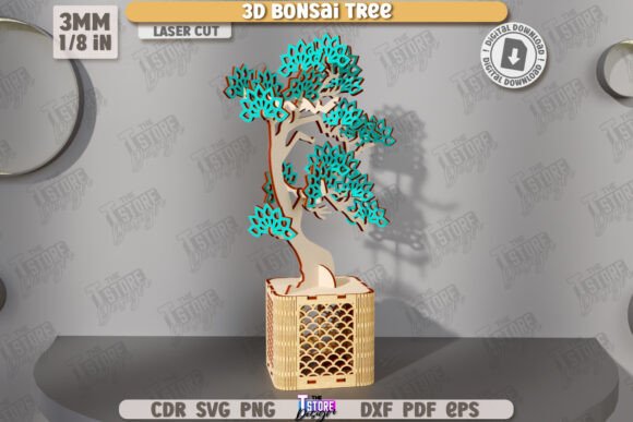 3D Bonsai Tree Laser Cut DIY Constructor