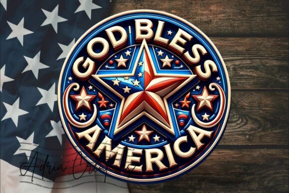 3D God Bless America Patriotic PNG