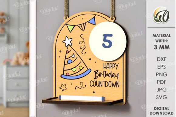 3D Happy Birthday Countdown Laser Cut Design