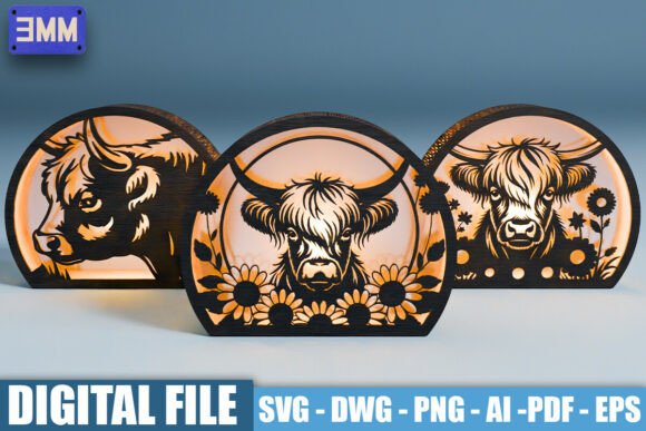 3D Highland Cow Lantern Laser Cut Files: Bringing Rustic Charm to Modern Makers