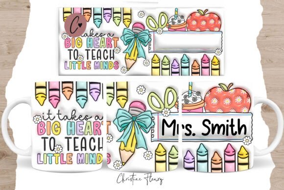3D Inflated Teacher Mug PNG Designs