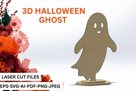 3D Standing Ghost SVG for Laser Cutting