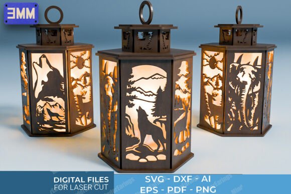 3D Wildlife Lantern Laser Cut Files