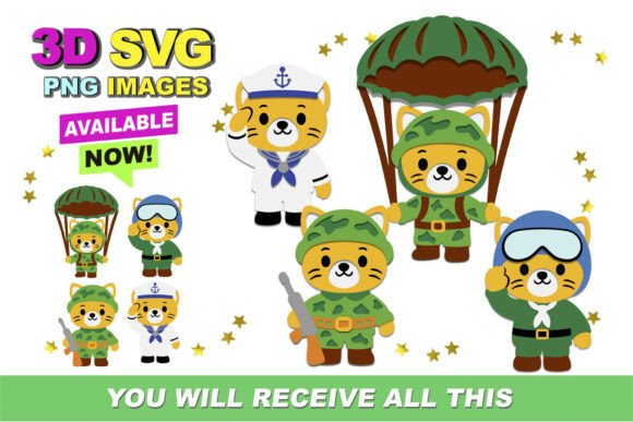 Army Cats 3D SVG and Clipart: The Ultimate Resource for Military-Themed Crafts
