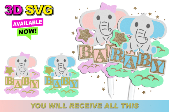 Baby Elephant Topper 3D SVG: Creative Uses