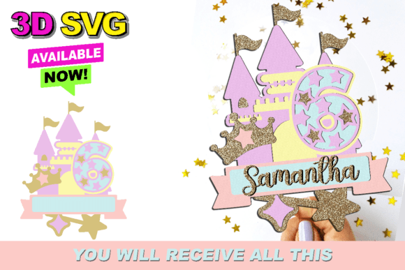 Castle Stars Cake Topper 3D SVG