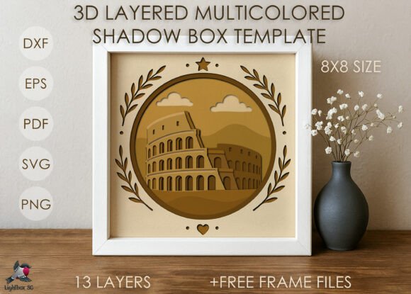 Crafting History: The 3D Colosseum Shadow Box SVG Template for Modern Makers