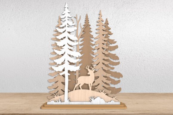 Deer in Forest 3D Layered Laser Cut File