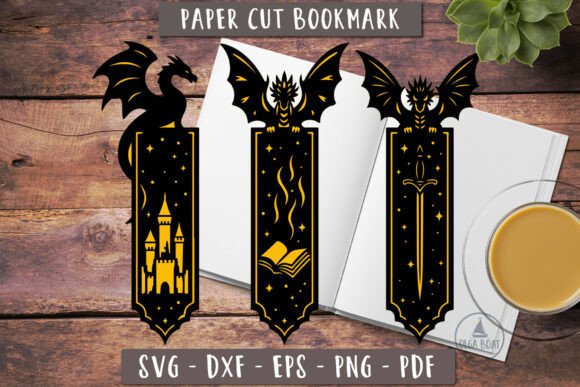 Dragon Bookmarks SVG 3D Fantasy