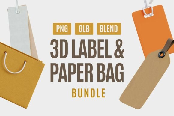 Elevate Branding with 3D Label Paper Bag Icons