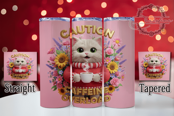 Funny 3D Coffee Lover Cat Tumbler Design
