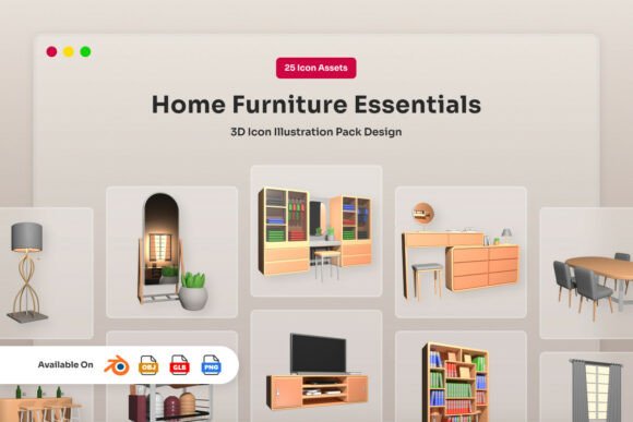 Home Furniture 3D Icon Pack