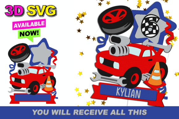 Muscle Car Cake Topper 3D SVG Guide